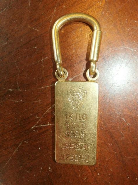 Vintage 1 Kilo Gold 999.9 Bar Gucci Italy Keychain N758141 Gold 